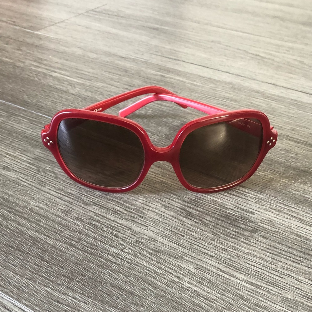 Authentic Red Oversized Large Chloe Sunglasses